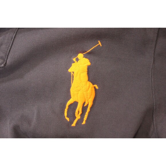 Polo Ralph Lauren Polo Custom Shirt Men Gray Neon Orange Big Pony 3 Sleeve XL - Picture 10 of 11